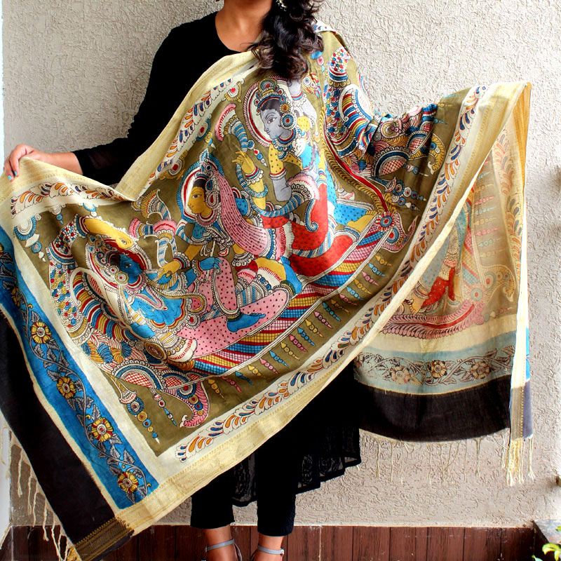 Kalamkari Dupatta, Dupatta Kalamkari Dupatta, Dupatta